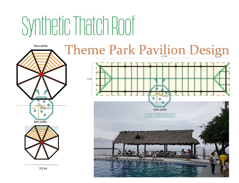 Tetto di paglia sintetico per il design del parco a tema della villa sull'acqua
