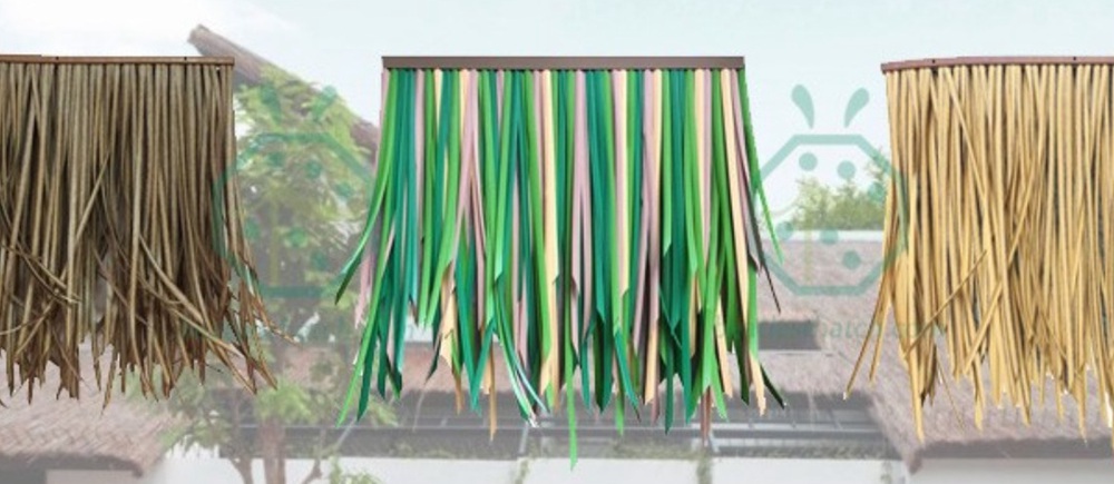 Tetto in paglia di rafia in resina plastica colorata per la decorazione di case in legno