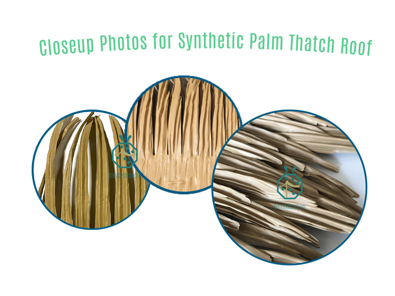 Foto del primo piano dei prodotti di paglia di palma artificiale