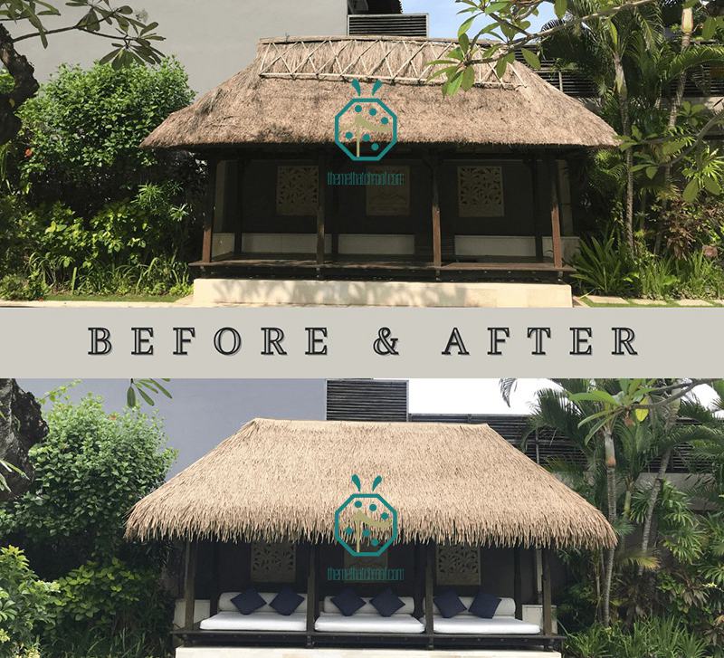 Copertura del tetto in paglia naturale VS tegole in paglia di rafia sintetica nelle Filippine