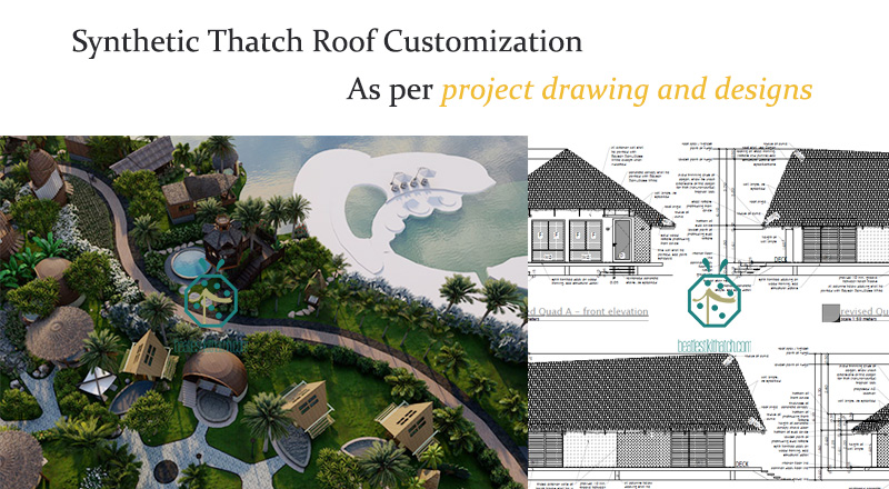 I materiali sintetici per il tetto in paglia di palma possono essere utilizzati per la decorazione del tetto in paglia di cottage con ombrellone, casetta da giardino, bar-ristorante, padiglione sulla spiaggia, ecc.