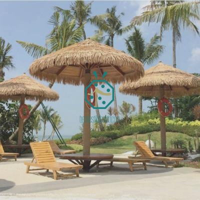 Swimming Pool Umbrella Windproof Artificial Thatch Roof System for Resort Hotel