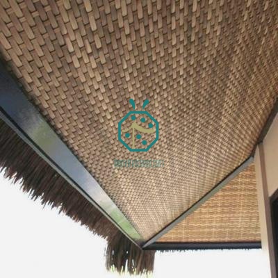 Tourism Restaurant Synthetic Rattan Weave Ceiling Panel